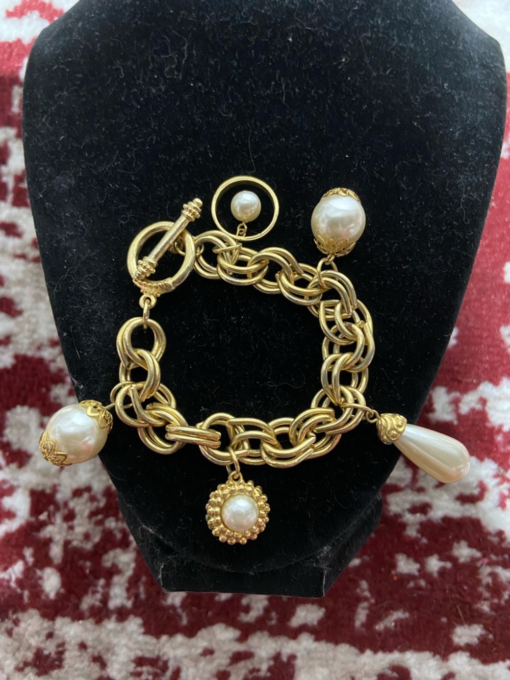 Gold-Tone Pearl Charm Bracelet - Women's Jewelry
